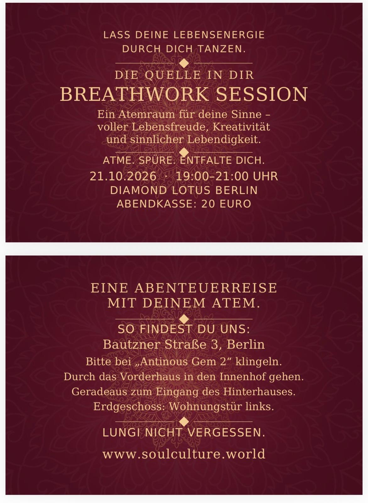 Originalflyer der Breathwork Session am 21. Oktober 2026